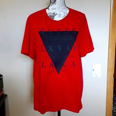 Nwot Red&Black Guess Shirt Size Large Smoke Free Home Bought It Tried On And Too Small List Receipt. Guess Shirt, Black Red, Black And Red, Tee Shirts, Mens Shirts, Size Large, Man Shop, Red, Color