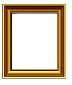 an empty gold frame on a white background