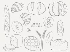 hand drawn breads and pastries