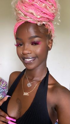 Pink Invisible Locs, Blonde And Pink Knotless Braids, Knotless Hairstyles, Aries Aesthetic, Black Hair Wigs, Blonde Braids, Stitch Braids, Cute Box Braids Hairstyles