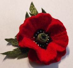 a close up of a red flower on a white surface