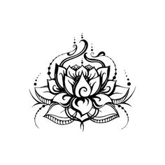 a black and white drawing of a lotus flower