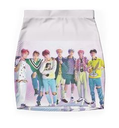 Super stretchy and durable polyester mini skirt. Vibrant, high-quality sublimation print across the front and back. Size range XXS-2XL. Bts Cute, Sublimation Printing, Mini Skirt, Multi Color, Mini Skirts, Bts, Range, Skirt, High Quality