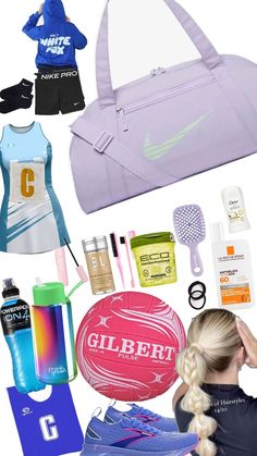 the contents of a women's gym bag