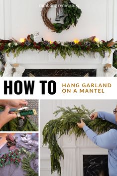 how to hang garland on a mantel