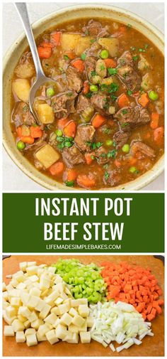 instant pot beef stew with potatoes, carrots and celery