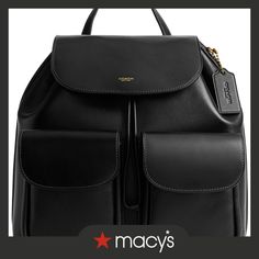 in stock Classic Backpack With Detachable Strap, Classic Black Leather Backpack, Classic Black Backpack With Detachable Strap, Classic Black Backpack, Black Leather Flap Backpack, Classic Coach Backpack With Adjustable Strap, Classic Black Leather Satchel Backpack, Classic Backpack With Flap, Classic On-the-go Backpack