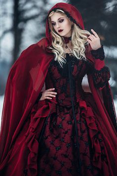 Gothic Wedding Sleeping Beauty Red and Black by RomanticThreads Halloween Wedding Gown, Photography Halloween, Medieval Princess, Wedding Colors Red, Fantasy Gowns, Gothic Halloween