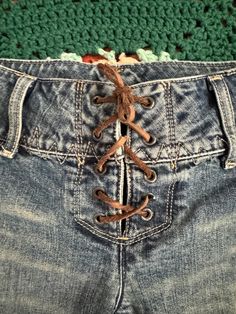 Vintage Y2K lace up jeans. Size 24- fits like modern day 00. Lace up closure. Low rise. Medium wash. Great vintage condition! Lace Up Jeans, Sewing Projects Clothes, Jean Vintage, Treasure Hunting, Y2k Jeans, Birthday List, Womens Jeans, Dream Body, Vintage Lace