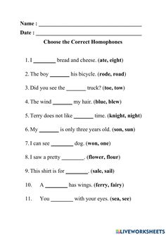 an english worksheet with the words and phrases for each subject in this sentence