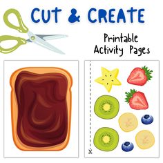 cut and create printable activity pages for toddlers to learn how to cut fruit