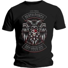 Five Finger Death Punch Biker Badge Unisex T-Shirt - Special Order Five Fingers, Band Shirts, High Quality T Shirts, Direct To Garment Printer, T Shirt Design, Black Tshirt, Shirt Style, Shirts Tops, Classic T Shirts