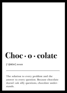 the words choc o'colate are in black and white