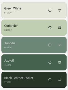 the green and white color scheme for an app