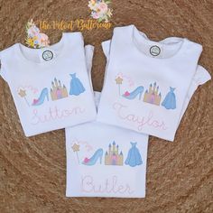 This Princess Embroidered Shirt with Personalized Name is perfect fir a Trip thr Disney World to meet the Princess’ or Perfect for anyday for your Princess Personalized Princess Shirt, Fitted Cotton T-shirt With Custom Embroidery, Fitted Short Sleeve Tops With Custom Embroidery, Fitted Tops With Custom Embroidery And Short Sleeves, Cute Fitted Top With Custom Embroidery, Cute Fitted Tops With Custom Embroidery, Cinderella Shirt, Embroidered Disney, Disney Princess Shirts