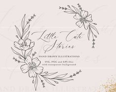 a wedding card with flowers and the words, little lilies written in black ink