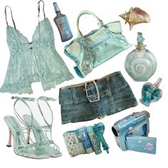 summer outfit inspo made by me Aqua Outfit Ideas, Costal Grandaughter Aesthetic Outfits, Aquatic Outfit Ideas, Water Aesthetic Clothes, Sailorcore Outfit, Mako Mermaids Aesthetic Outfits, Watercore Outfits, H20 Outfits Aesthetic, Mermaidcore Outfits Casual