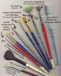 a bunch of brushes are arranged in the shape of a circle on a piece of paper