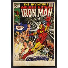 an old comic book with iron man on the cover