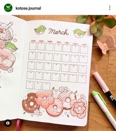 Bujo Calendar, March Bullet Journal, Bullet Journal Month, Bullet Journal Key, Bullet Journal Notes