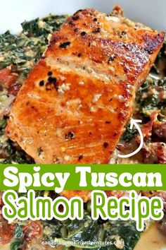 Spicy Italian Tuscan Salmon recipe Tuscan Salmon Recipe, Tuscan Salmon, Cheeseburger Pie, Healthy Salmon Recipes, Healthiest Seafood, Salmon Dinner, Seafood Soup, Baked Salmon Recipes, Salmon Recipe