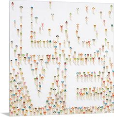 an art work with many people standing in the shape of letters on a white background