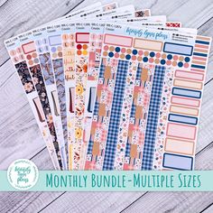 the printable planner stickers are stacked on top of each other