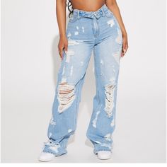 Brand New , Never Worn Nothing Wrong With Them These Are A Size 7 Distress Jeans, Jean Trends, 60 Fashion, Jeans Fashion, Fashion Nova Jeans, High Rise Denim, Cargo Jeans, Line Jackets, Jeans Color