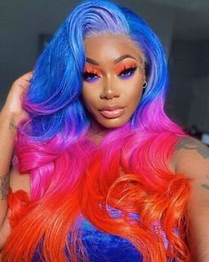 Creative Hair Color, Human Hair Color, Beautiful Hair Color, Pretty Hair Color, Front Lace Wigs Human Hair, Baddie Hairstyles, Cool Hair Color, 100 Human Hair, Pretty Hairstyles