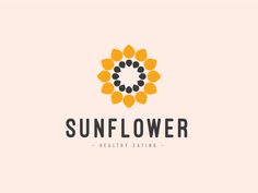 the sunflower logo is shown in orange and black, on a light pink background