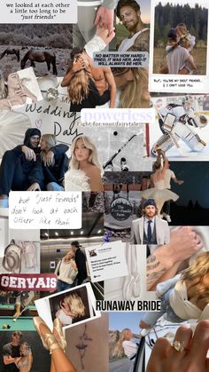 a collage of photos with different people and words on the page, including one woman's wedding ring