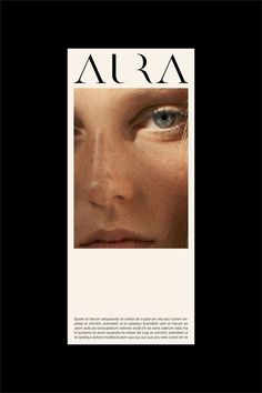 an advertisement for arra with a woman's face in the center and blue eyes