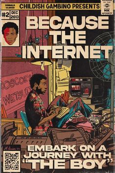 an old book cover with the words, because the internet embark on a journey with the boy