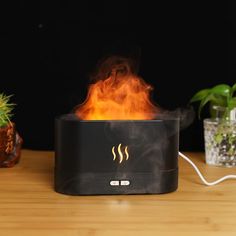 Calming Lights, Flame Diffuser, Flame Humidifier, Aromatherapy Humidifier, Portable Humidifier, Fire Flame