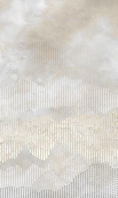 an abstract painting with white and beige colors on the wall, including lines that appear to be made out of paper