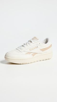 Reebok Club C Double Revenge Sneakers | Shopbop Neutral Shoes Sneakers, Business Casual Sneakers Women, Rebock Shoe, Reebok Club C 85 Outfit, Reebok Club C Double Revenge, Business Casual Sneakers, Europe Fits, Reebok White Sneakers, Reebok Club C Double