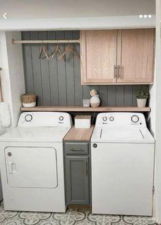 a washer and dryer in a small room