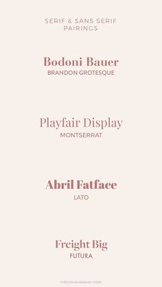 four different font styles for the brand name and logo, all in pink with white background