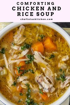 A bowl of chicken and rice soup Homemade Chicken And Rice, Comfort Soup, Delicious Soup Recipes, Soup Dinner