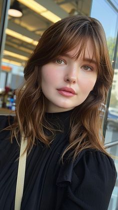 25 Hair Solutions for Round Faces: Slim, Sleek, and Stylish Perfect Bangs For Round Face, Wispy Bangs For Square Face, Airy Haircut, Korean Hairstyle For Round Face, Wispy Bangs On Round Face, Fringe Hairstyles Round Face, Round Face Bangs, Airy Bangs