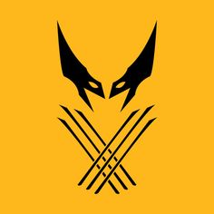 the wolverine logo is shown in black and yellow colors, with two claws sticking out of it