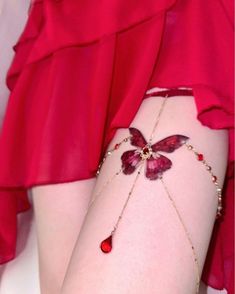 Red Jewelry For Valentine's Day Festival, Elegant Red Jewelry For Festivals, Thigh Chain Jewelry, Thigh Jewelry, Butterfly Legs, Thigh Chain, Leg Chain, Bar Party, Red Butterfly