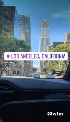 an image of the inside of a car with los angeles, california sticker on it