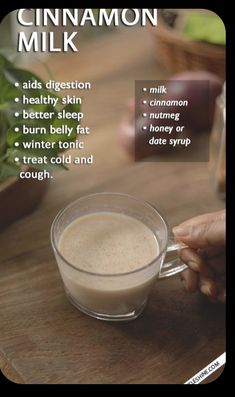 Cinnamon Milk Recipe, Milk Tea Recipes, Hot Drinks Recipes, Sick Remedies, Cinnamon Milk, Home Health Remedies, Healthy Drinks Recipes, Milk Recipes, Health Drink