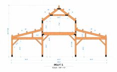 an image of a wooden building with measurements for the roof and side walls on it