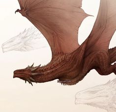 a large brown dragon flying through the air