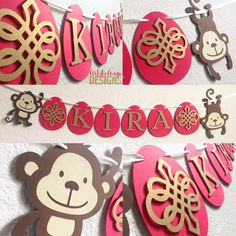 Year of the Monkey - Red Egg and Ginger Party - Personalized Custom Name Banner – Red and Gold by ArtisticAnyaDesigns Monkey Party Ideas, Egg Party, Asian Party, Year Of The Monkey, Monkey Birthday, 100 Day Celebration, One Year Birthday