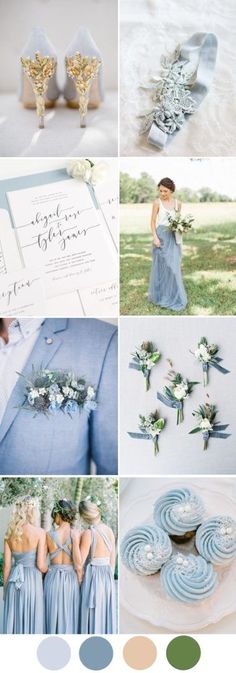 a collage of different wedding colors and details