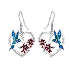 PRICES MAY VARY. Design: Hummingbird earrings. It is a beautiful gift for daughter, mother, grandmother and friends Material: Made of 925 Sterling Silver. Size: heart size: 19.7*18 mm (0.77*0.7 inch). Gift: It is a surprised gift for your daughter, mother, wife, girlfriend, friend, granddaughter, sister or yourself when on Mother’s Day, Valentines Day, Anniversary, Graduation, Birthday, Thanksgiving Day, Christmas. Package: 1 x pair of earrings, 1 x gift box, 1 x polishing cloth. Pink Sterling Silver Heart Earrings For Mother's Day, Valentine's Day Heart Shaped Sterling Silver Huggie Earrings, Dangle Earrings With Bird Design For Gift, Multicolor Bird Design Earrings Gift, Hummingbird Earring, Bird-shaped Jewelry Set With Matching Earrings, Silver Bird-shaped Earrings For Gift, Silver Bird-shaped Earrings Gift, Hummingbird Earrings