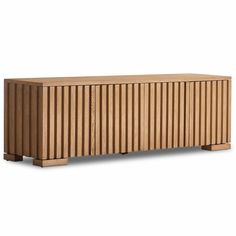 the sideboard is made out of wood and has vertical stripes on it's sides